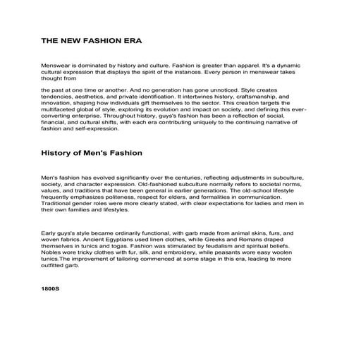 THE NEW FASHION ERA, THE HISTORY OF FASHION | PDF