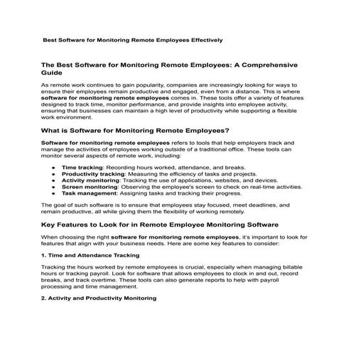 Best Software for Monitoring Remote Employees Effectively