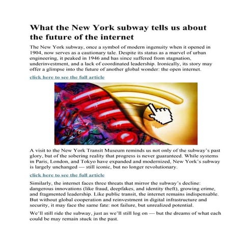 What the New York subway tells us about the future of the internet | DOCX