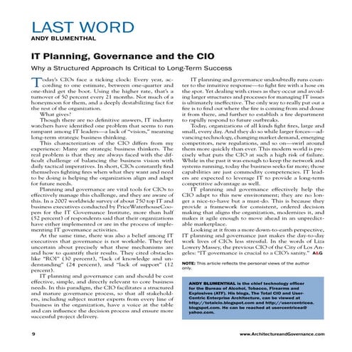 IT Planning, Governance, and The CIO