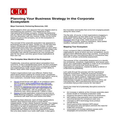 Planning in the Business Ecosystem 