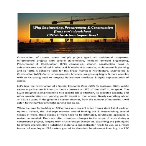 Why Engineering, Procurement & Construction firms can't do without ERP data-d...