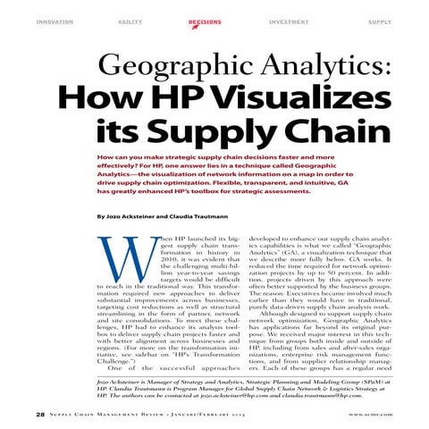 Geographic Analytics - How HP Visualises its Supply Chain
