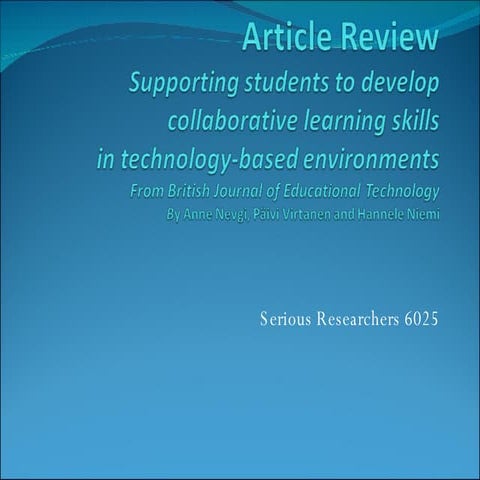 Article Review(Serious Researchers)