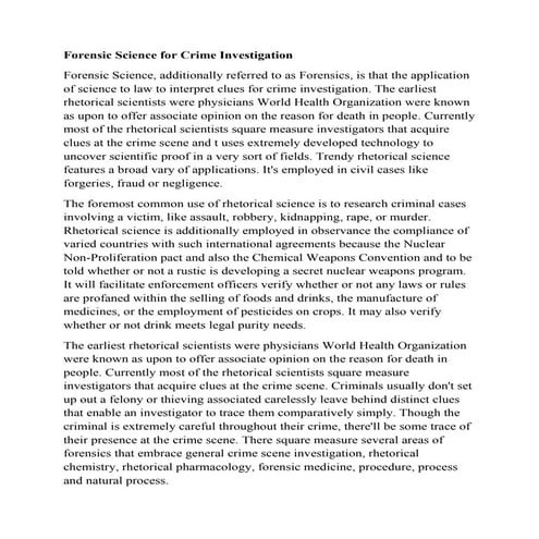 Forensic Science In Crime Investigation