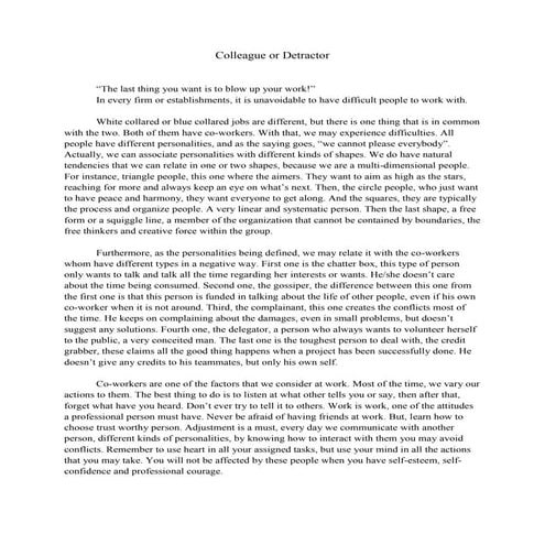 The various types of colleagues | PPTX