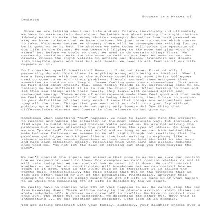 Success is a matter of decision