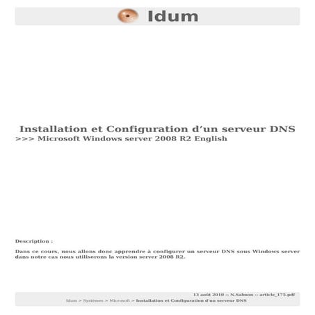 Installation et Configuration d’un serveur DNS >>> Microsoft Windows ...