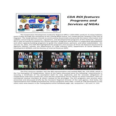 Koopbalitaan featuring programs and services of National Government Programs and Services