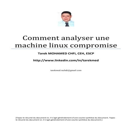 Comment analyser une machine linux compromise