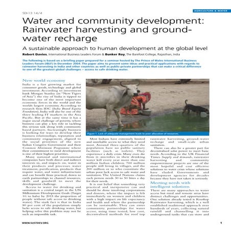 India;  Rainwater Harvesting And Groundwater Recharge