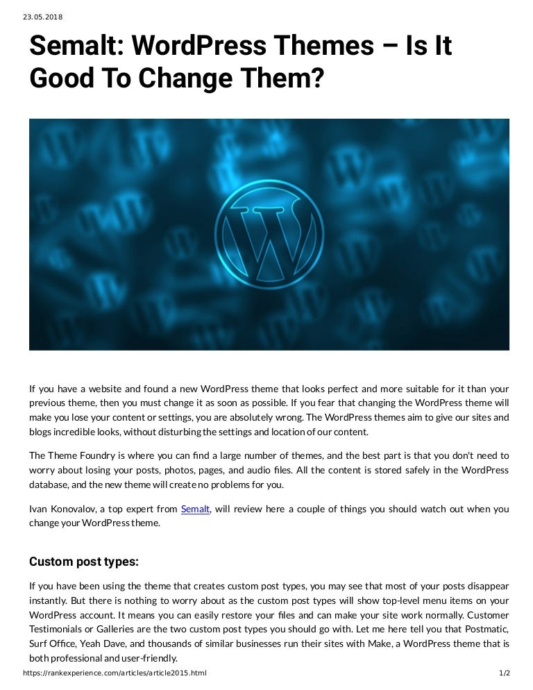 semalt wordpress themes is it good to change them if