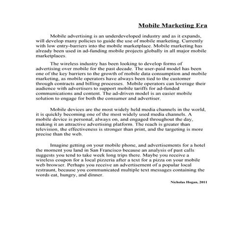 Mobile Marketing Era