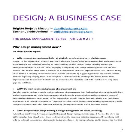 The Design Management series 2/7 WHY Design Managment NOW ? 