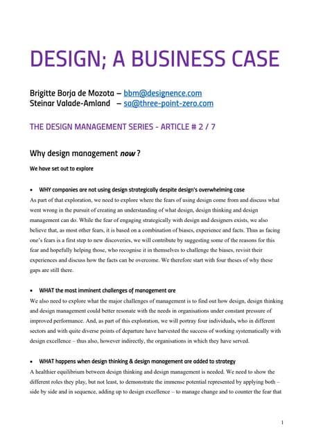 The Design Management series 2/7 WHY Design Managment NOW ? 