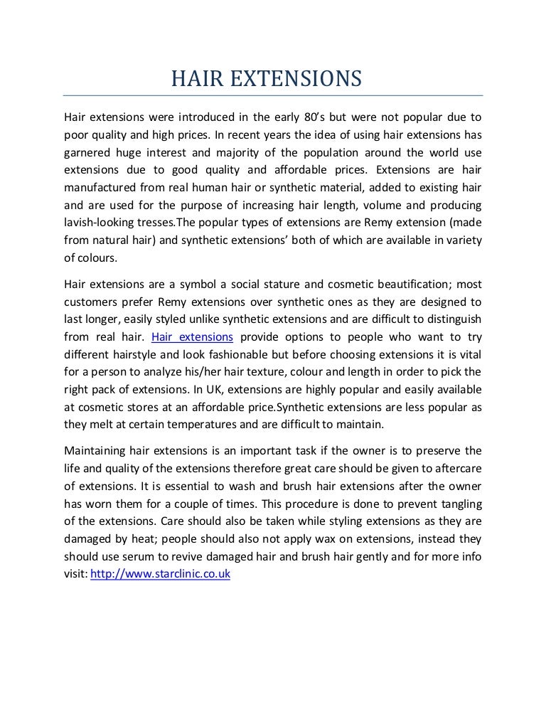 HAIR EXTENSIONS AND HAIR TREATMENTS