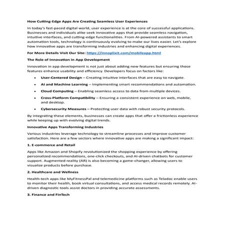 How Cutting-Edge Apps Are Creating Seamless User Experiences
