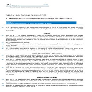 Prélèvement à la source: article du...