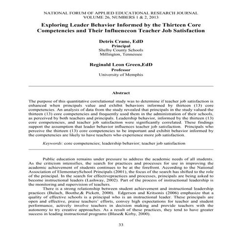 Detris Crane and Reginald Leon Green - Published by NATIONAL FORUM JOURNALS, ...