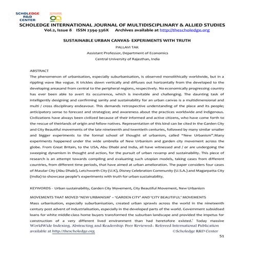 SUSTAINABLE URBAN CANVAS- EXPERIMENTS WITH TRUTH