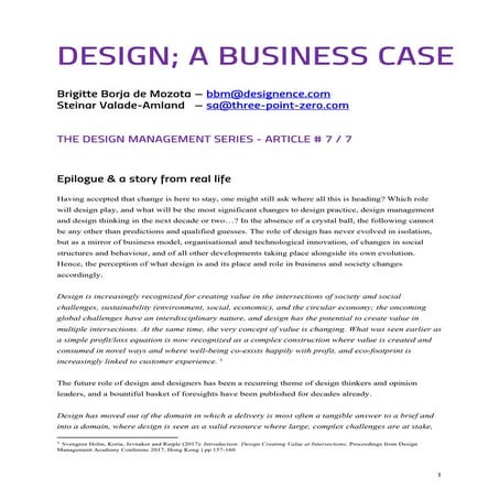 Article # 7 The Design Management series Epilogue and a story from real life 