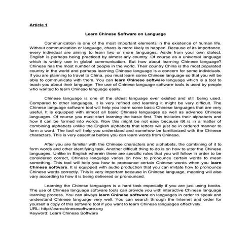 Learn Chinese Software on Language