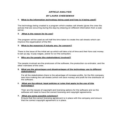 Article Analysis