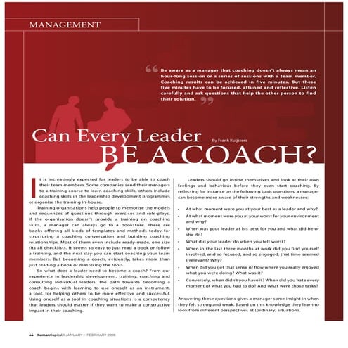 Article Can Every Leader Be A Coach Human Capital Magazine