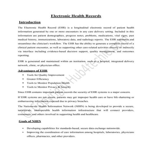 Article on The Electronic Health Record