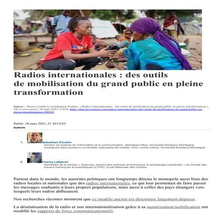 Radios internationales : des outils de mobilisation du grand public en pleine transformation