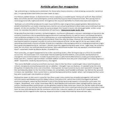 Article Plan for R-A-P Magazine | DOCX