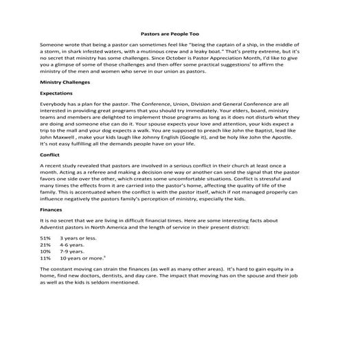 Article for tidings, sept on pastors