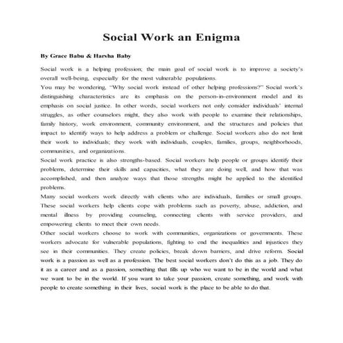 Role Of Social Group Worker In Different Settings