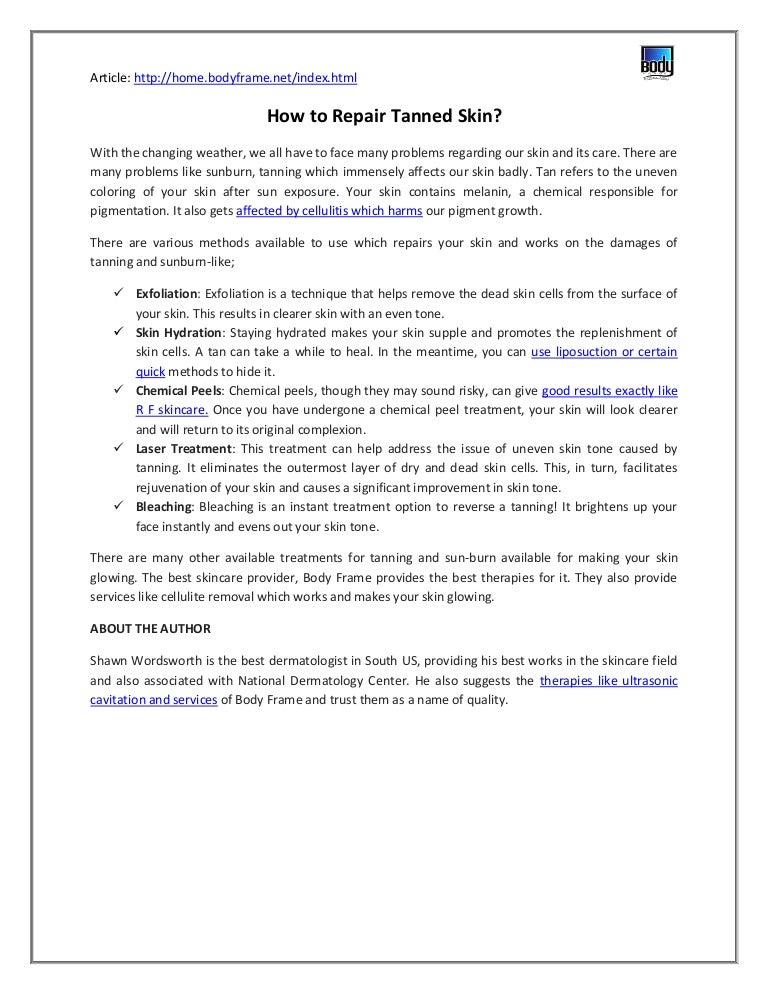 tanning skin care at home