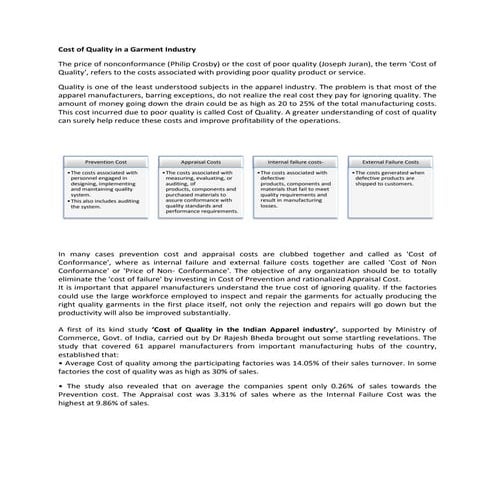 Cost of Quality in Apparel Industry