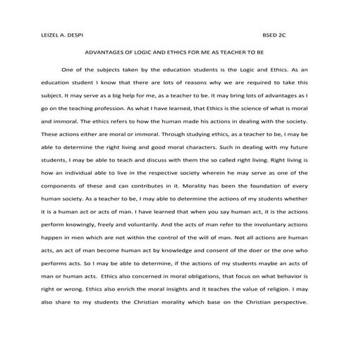 Article in Logic and Ethics