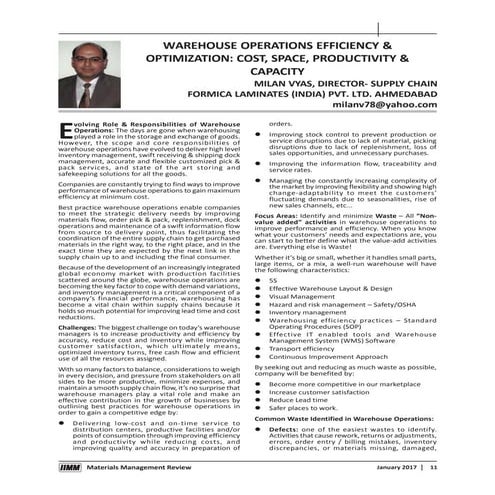 Article Published in MMR January 2017 Issue