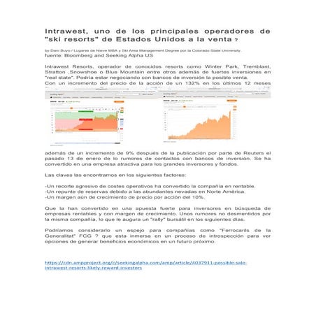 Intrawest Sale (spanish report)