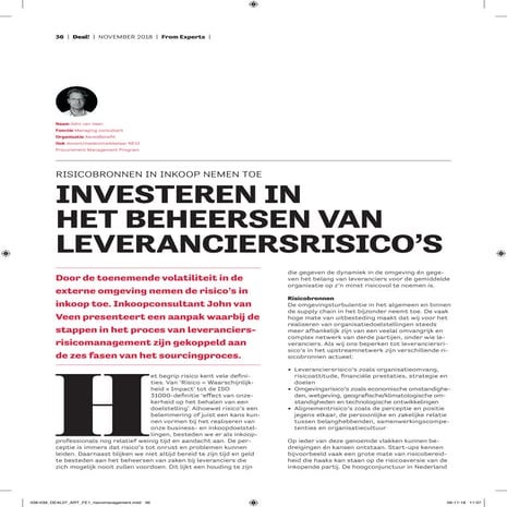 Article invest in mitigating supplier risks deal! nov 2018