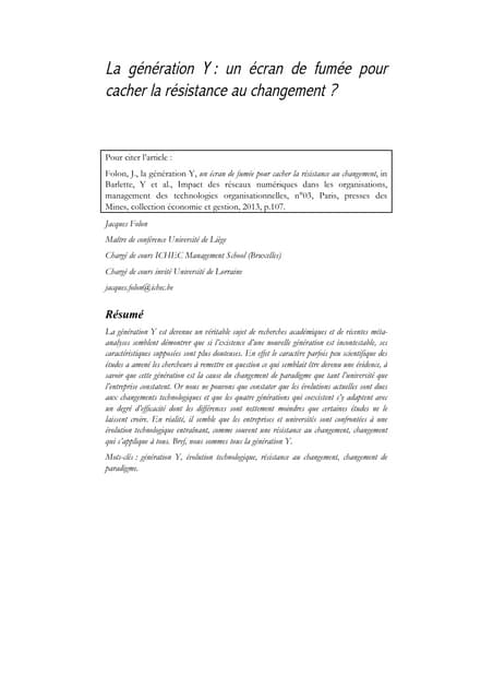 La génération Y, un mythe pour cacher la résistance au changement ?