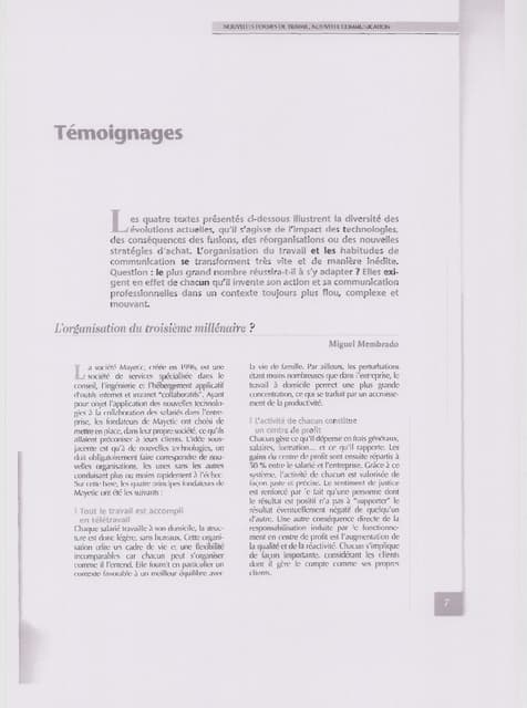 L'organisation du troisième millénaire