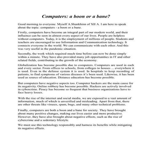 Article on Computers a boon or a bane.docx