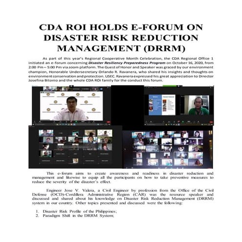 Article on Disaster Resilience Preparedness Program 