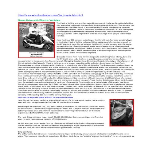 Article on electric vehicles