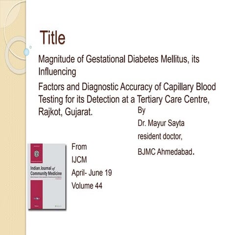 Article on gestational diabetes mellitus