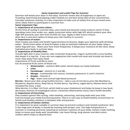 Article on summer tips | PDF