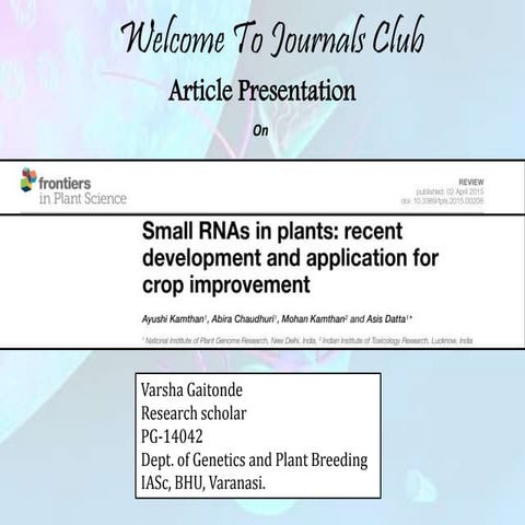 Article presentation on Small RNA