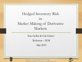 Hedged Risk in Market Making of Derivative Markets