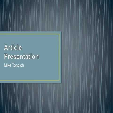 Article presentation toncich