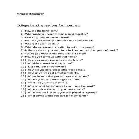 Band interview questions | DOCX